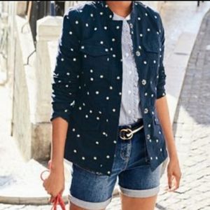 Boden Carly Embroidered Utility Jacket Navy Blue Daisy Size 2